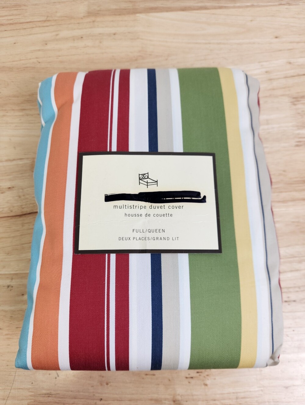 Pottery Barn Horizontal Striped Duvet Cover Sz F/Q Bright Colorful Stripe Modern